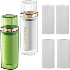 2 PCS Mini Portable Travel Lint Roller for Purse, Reusable lint Roller with 4 Refills (180 Sheets Total), Fit in Backpacks Car, Efficient Cleaning of Pet Hair Fur Dirt Crumbs Lint.