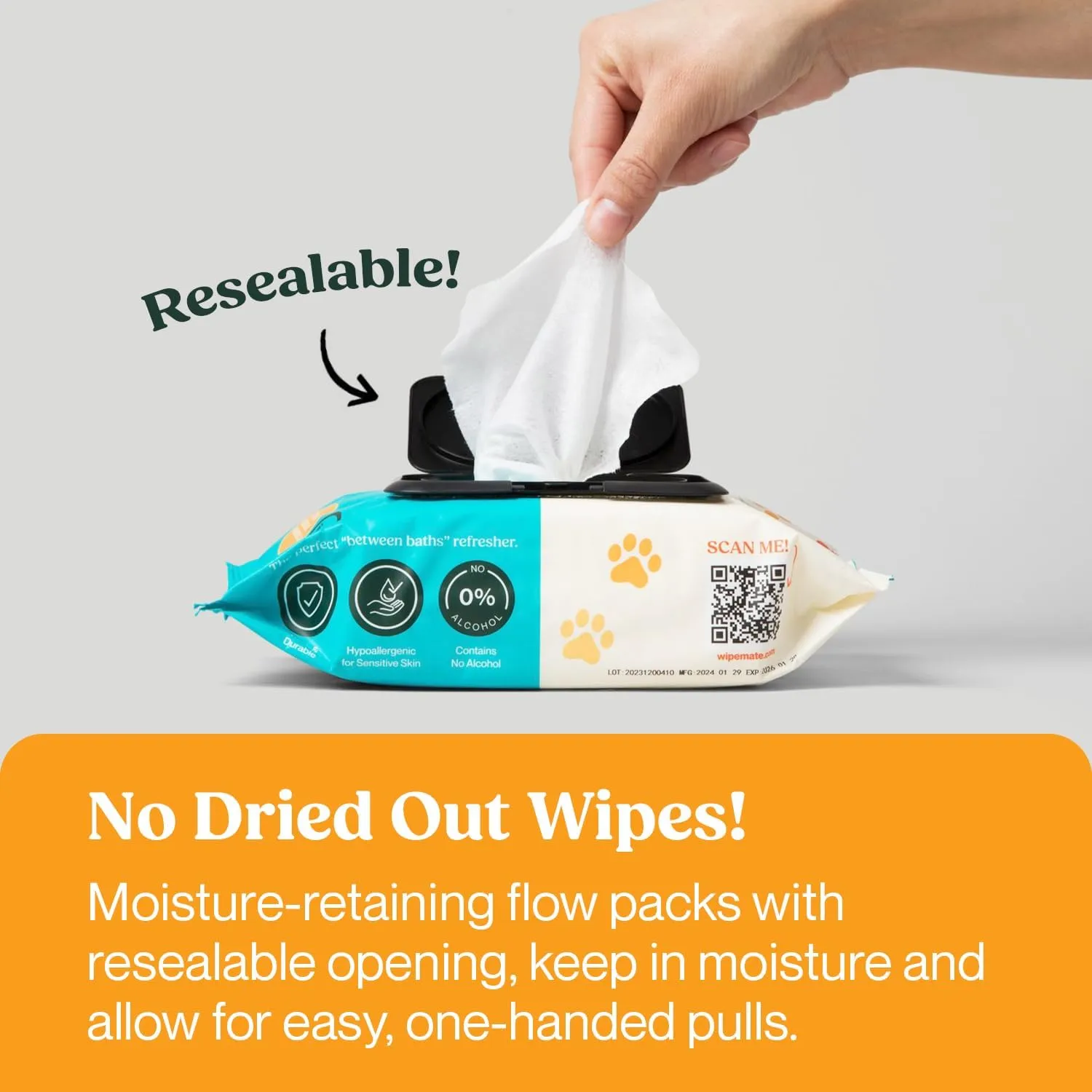 400ct Premium Dog & Cat Pet Wipes for Small/Medium Size Pets Cleans Pet Paws Ears Fur Butt & Anal Gland No-Rinse Solution Gentle Deodorizing Hypoallergenic - Unscented