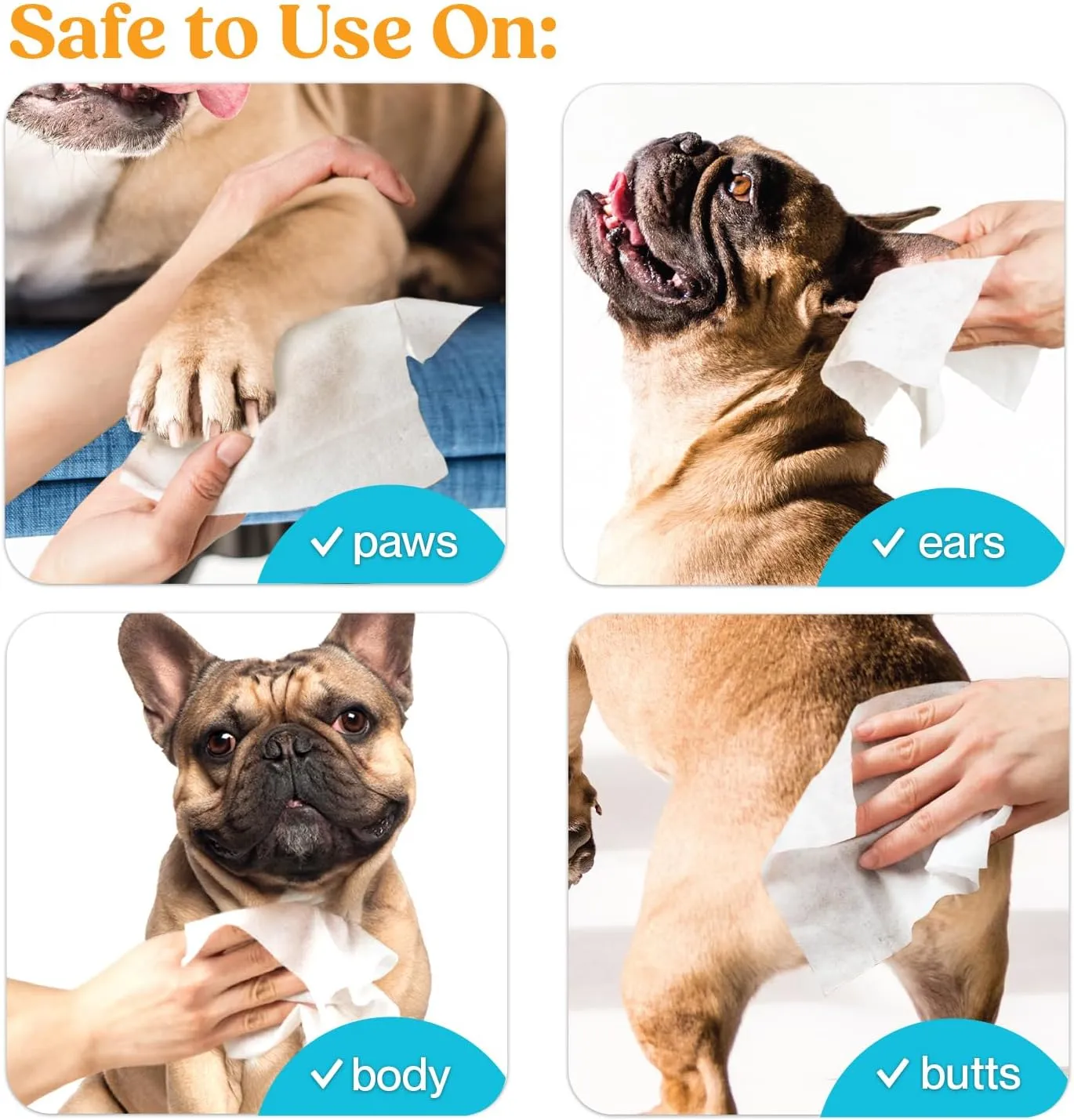 400ct Premium Dog & Cat Pet Wipes for Small/Medium Size Pets Cleans Pet Paws Ears Fur Butt & Anal Gland No-Rinse Solution Gentle Deodorizing Hypoallergenic - Unscented