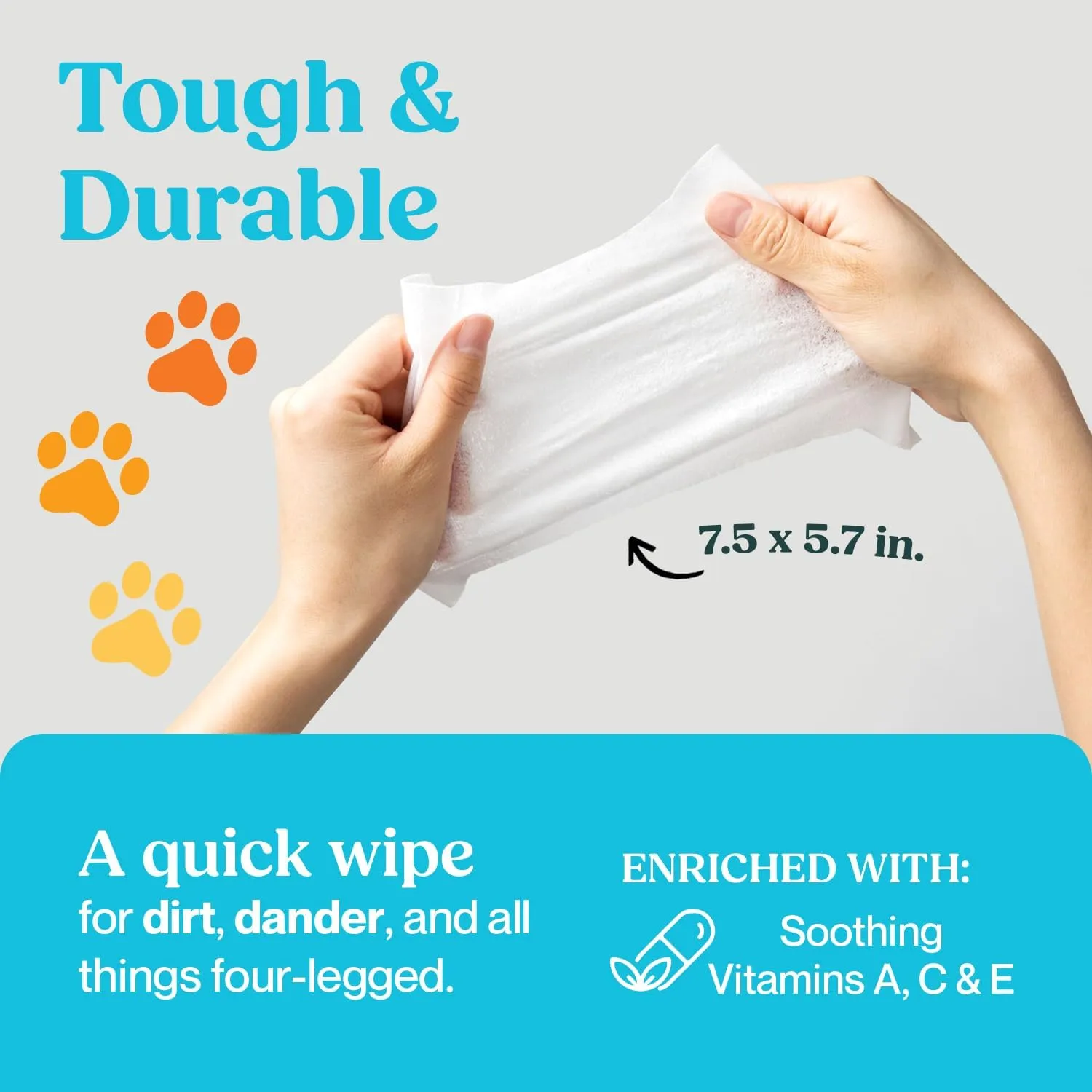 400ct Premium Dog & Cat Pet Wipes for Small/Medium Size Pets Cleans Pet Paws Ears Fur Butt & Anal Gland No-Rinse Solution Gentle Deodorizing Hypoallergenic - Unscented