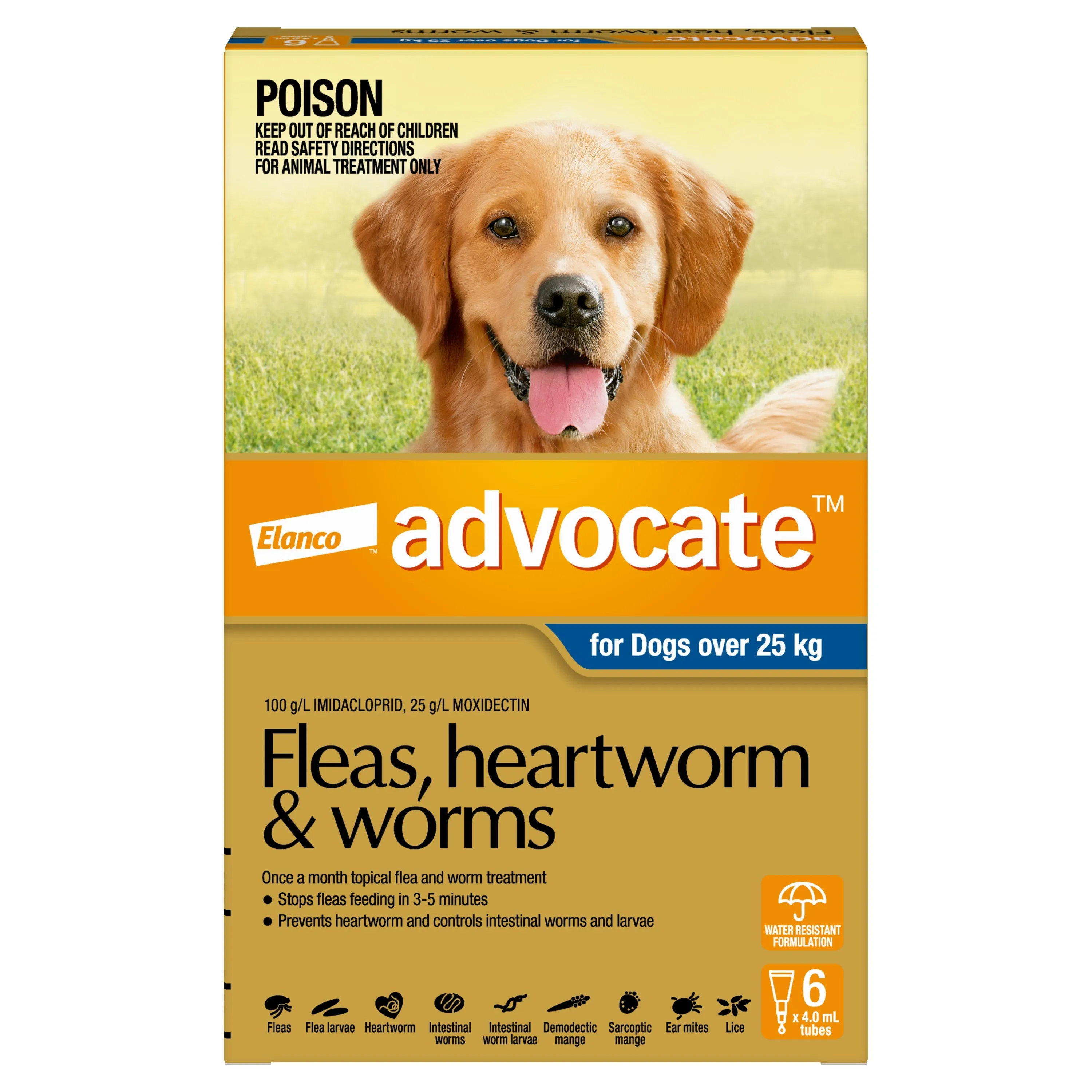 Advocate Flea Heartworm and Worm Treatment for Dogs 25kg Blue 6 Pack^^^