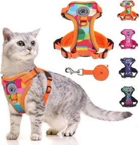BEAUTYZOO Cat Harness and Leash Set for Walking Escape Proof- Neck Release Adjustable Vest Harness for Kitten, Small/Medium/Large Cats, Breathable Mesh & Reflective Strips Travel Harness for Outdoor