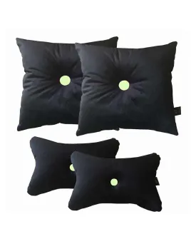Black Velvet 2 Car Pillows With 2 Neck Rest Pillows