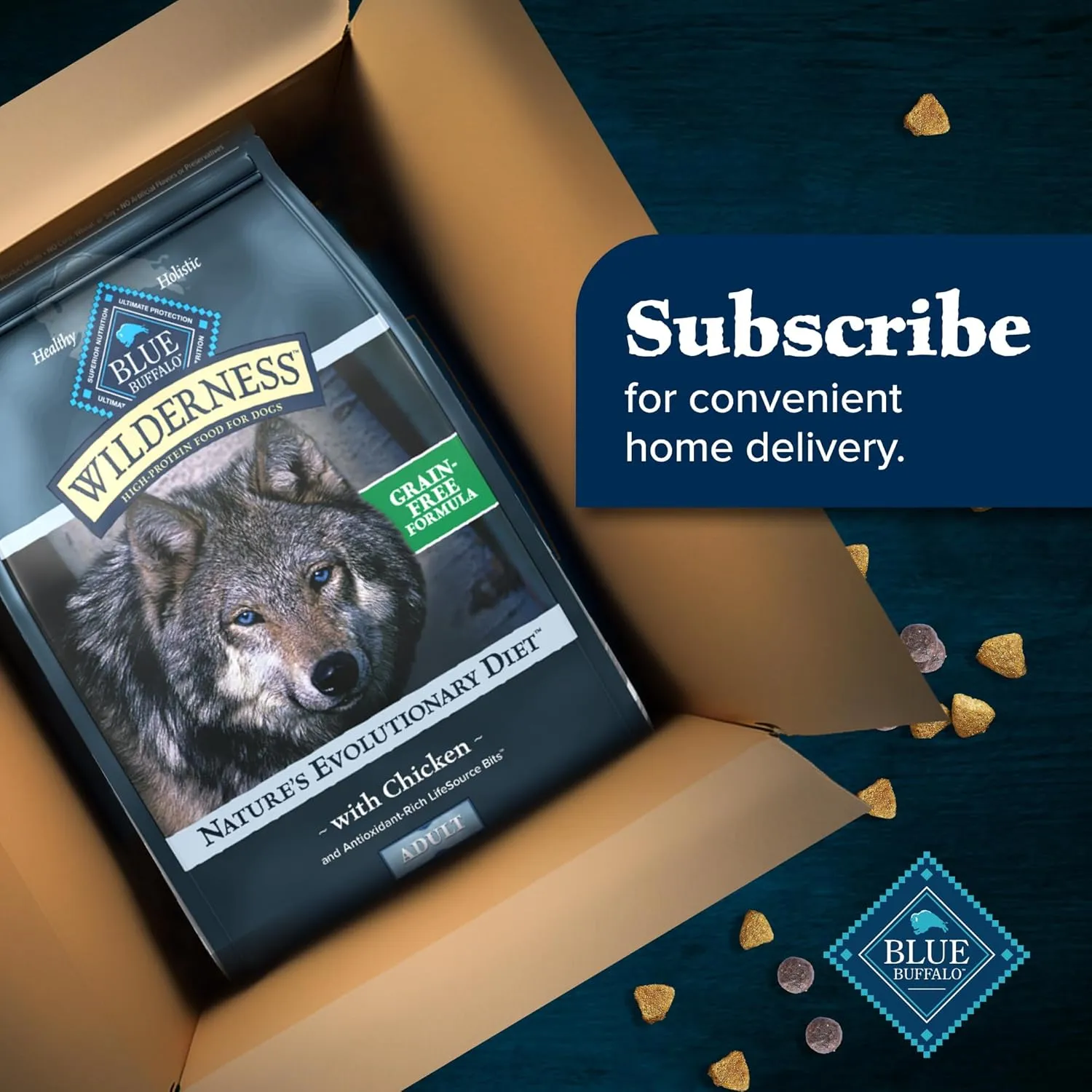 Blue Buffalo Wilderness Adult High-Protein Dry Dog Food with Real Chicken, Grain-Free, Made in the USA with Natural Ingredients, Chicken, 24-lb Bag