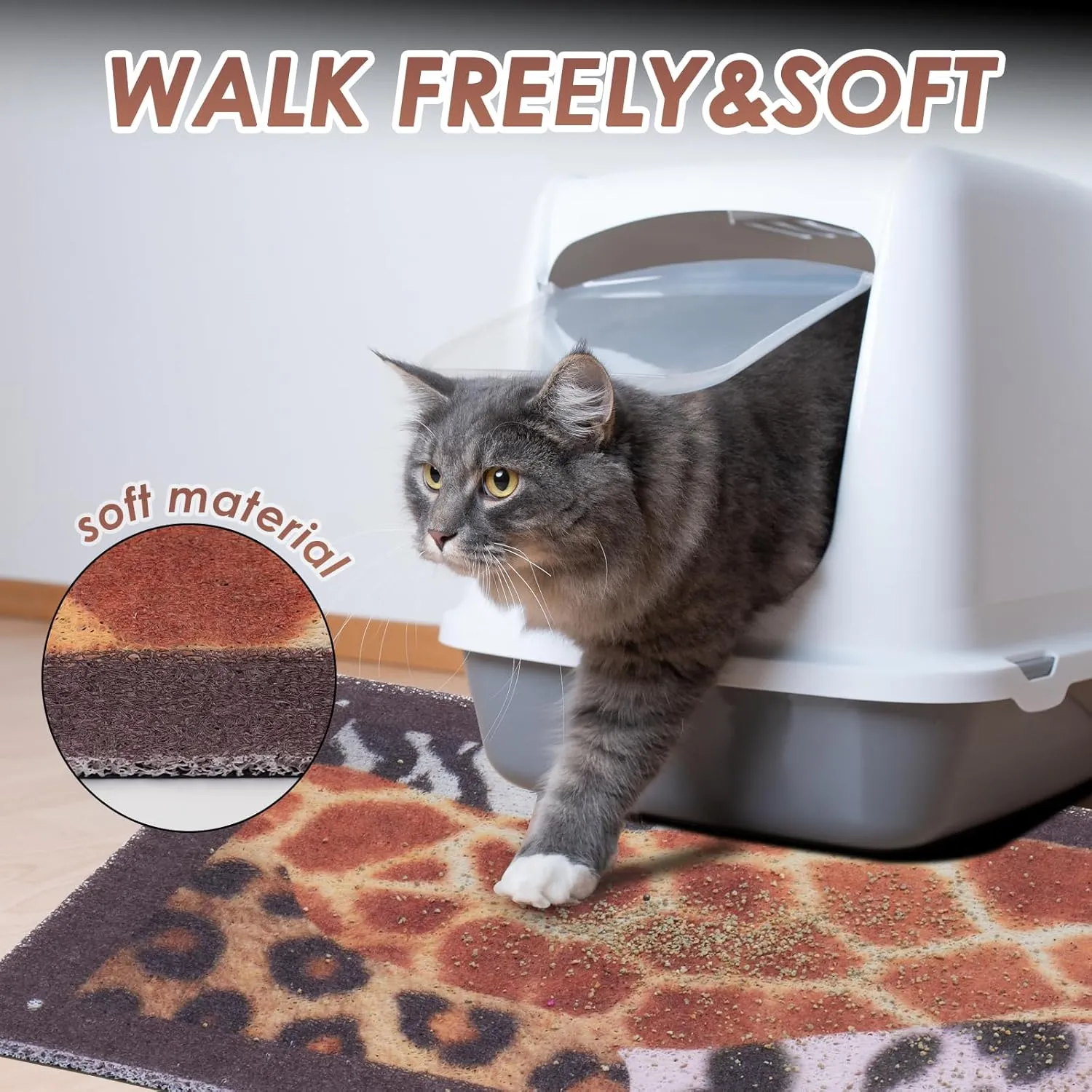 Cat Litter Mat Kitty Litter Trapping Mat 24x16, Traps Mess from Litter Box, Soft on Paws, Easy Clean, Anti Slip, Pet Accessories Rug - Splicing Pattern
