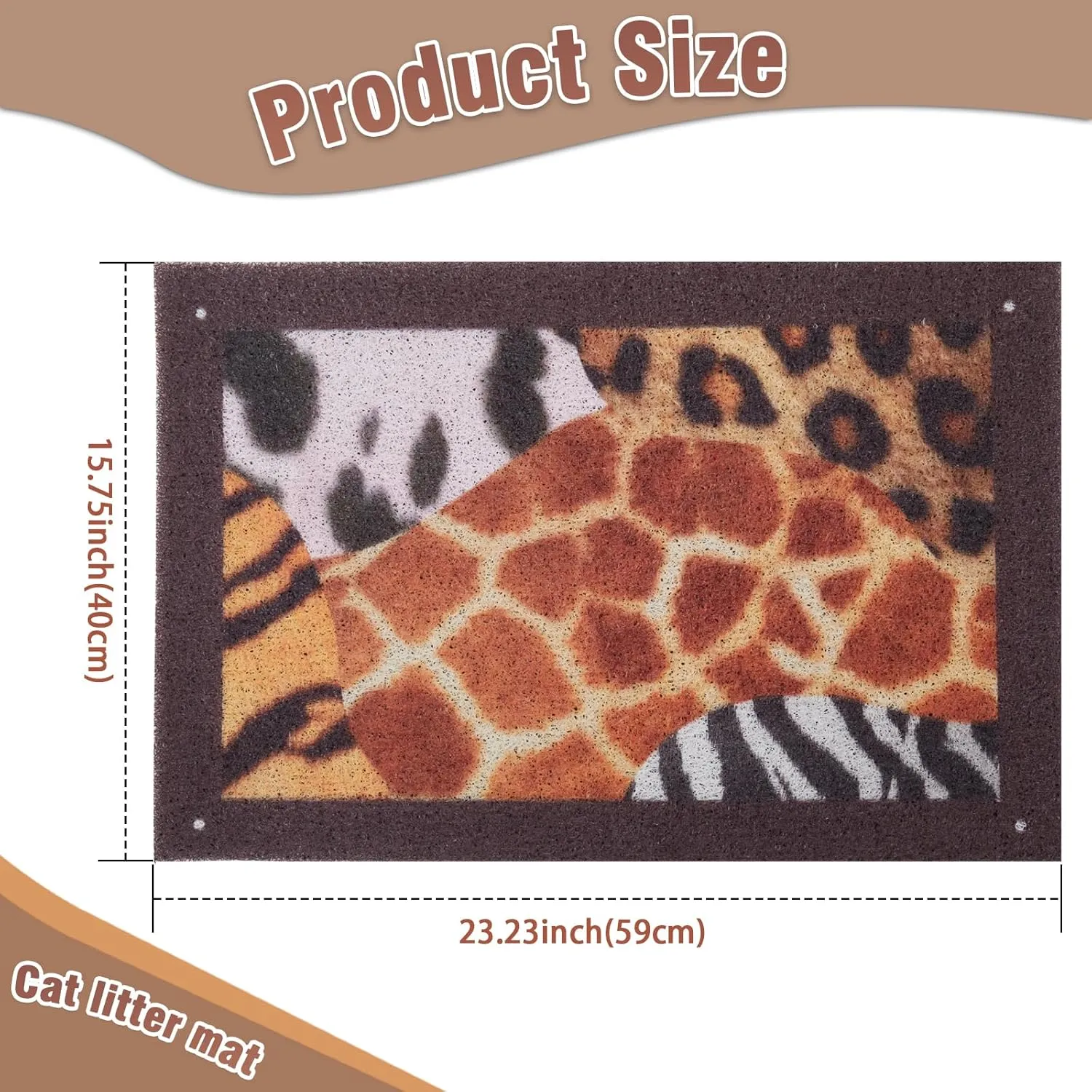 Cat Litter Mat Kitty Litter Trapping Mat 24x16, Traps Mess from Litter Box, Soft on Paws, Easy Clean, Anti Slip, Pet Accessories Rug - Splicing Pattern