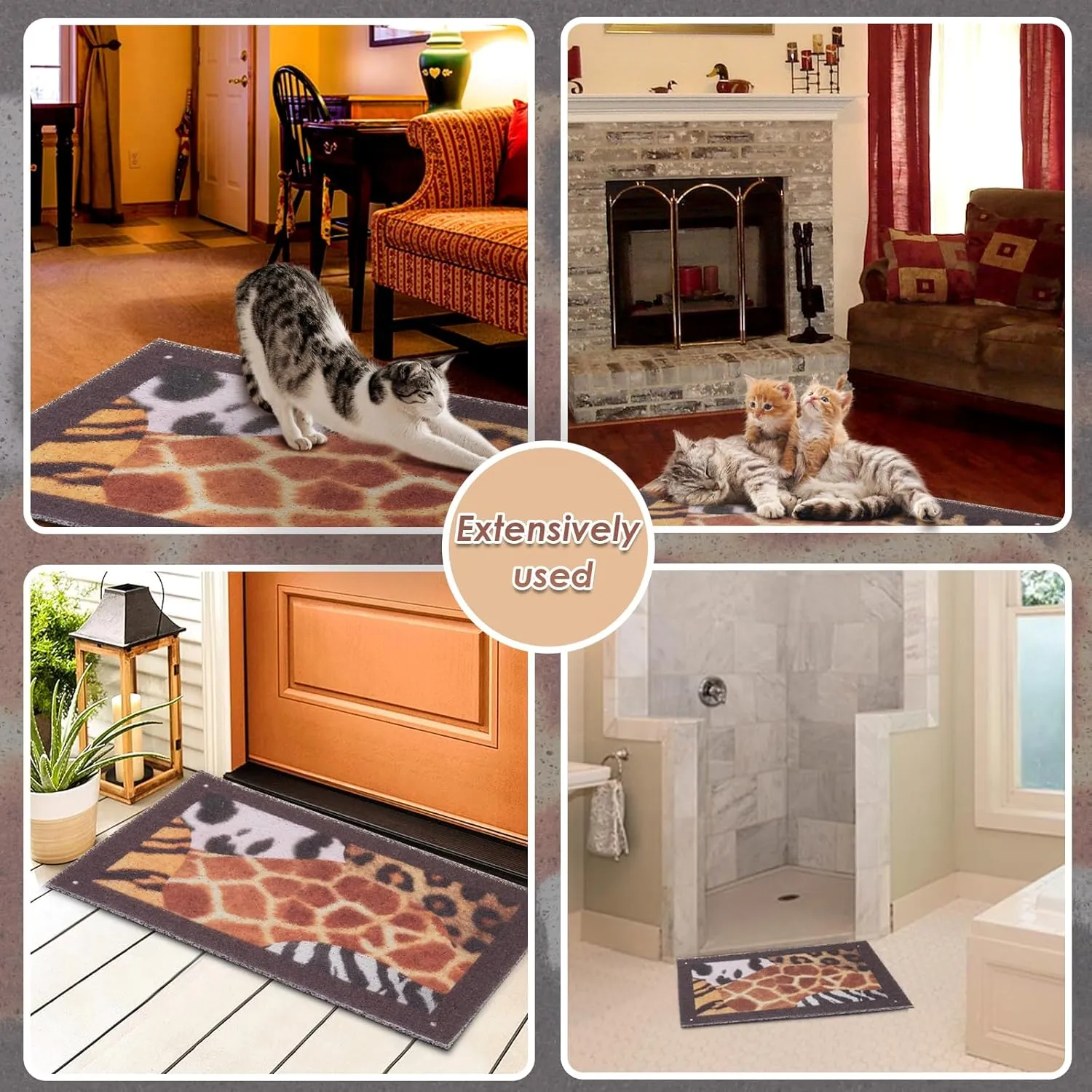 Cat Litter Mat Kitty Litter Trapping Mat 24x16, Traps Mess from Litter Box, Soft on Paws, Easy Clean, Anti Slip, Pet Accessories Rug - Splicing Pattern