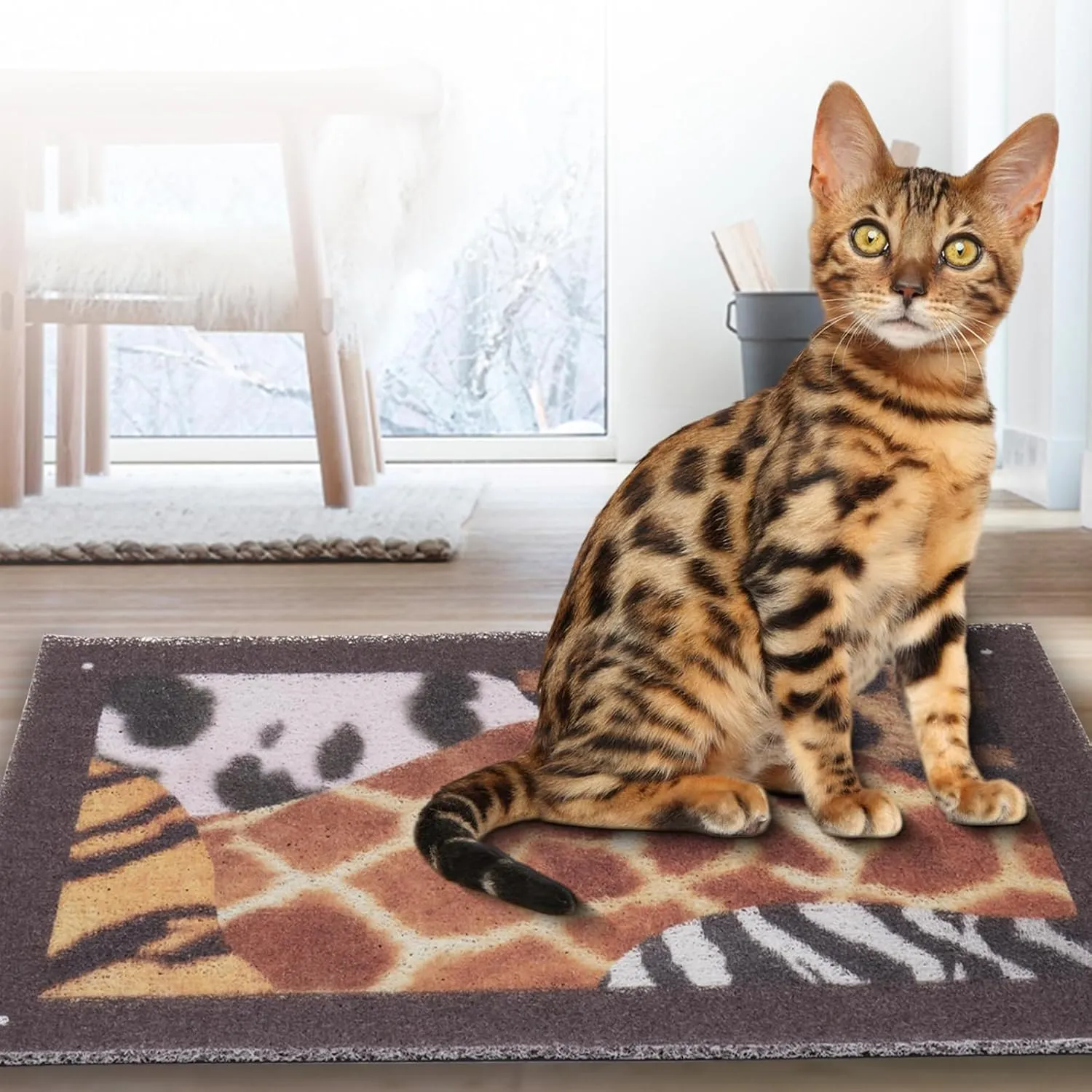 Cat Litter Mat Kitty Litter Trapping Mat 24x16, Traps Mess from Litter Box, Soft on Paws, Easy Clean, Anti Slip, Pet Accessories Rug - Splicing Pattern