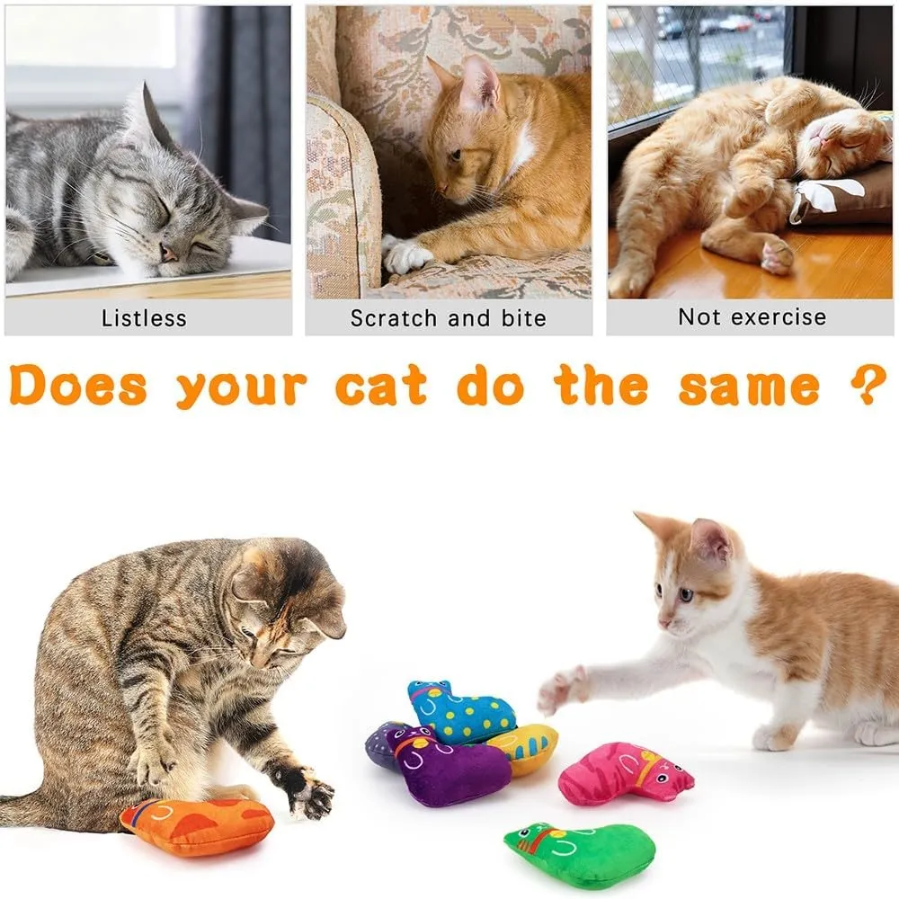 Catnip Toys for Indoor Cats, Natural Catnip Cat Toys Kitten Toys - 8 PCS Fish Cat Toys Set for Boredom