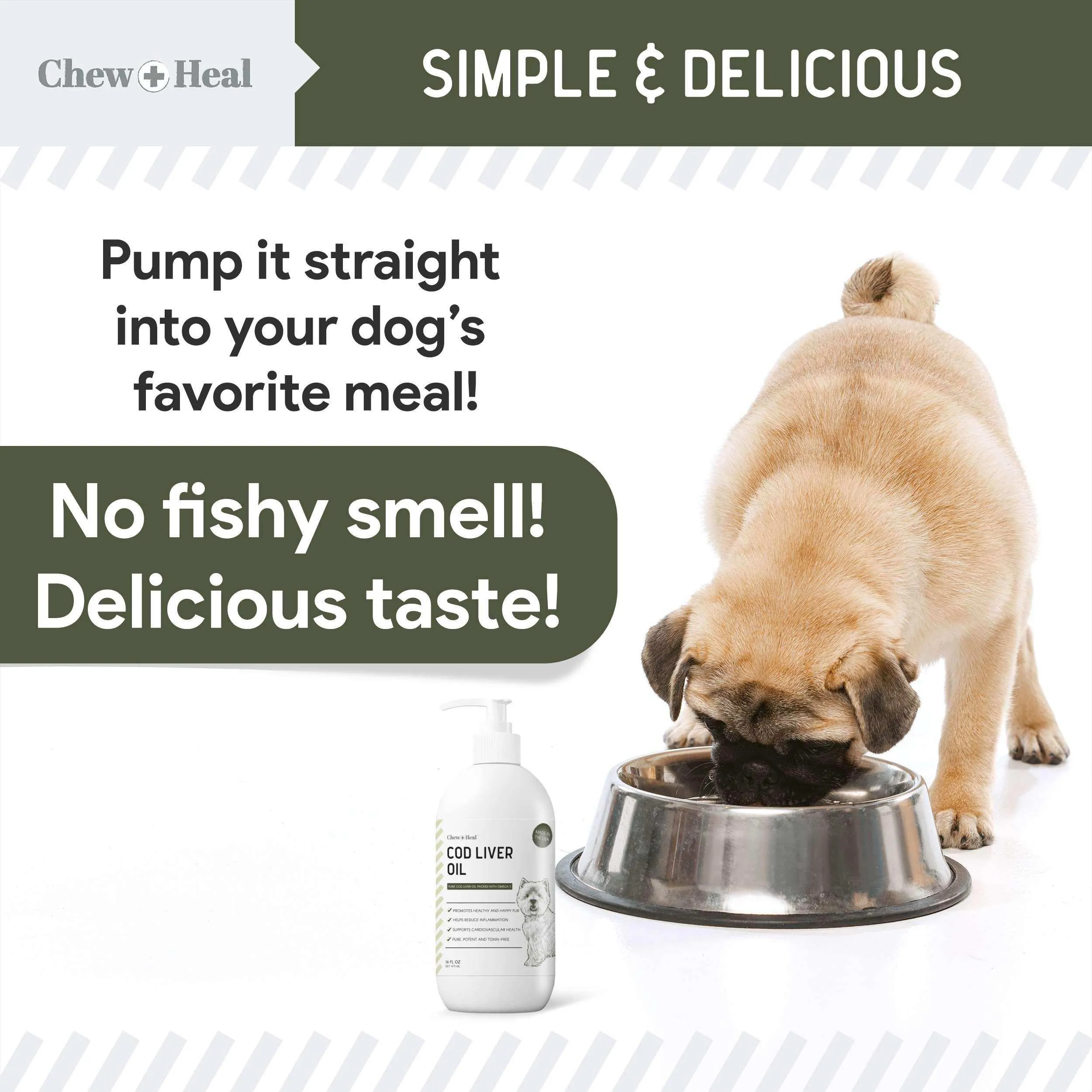 Chew   Heal Pure Cod Liver Oil for Dogs - 16 oz - Pump Bottle