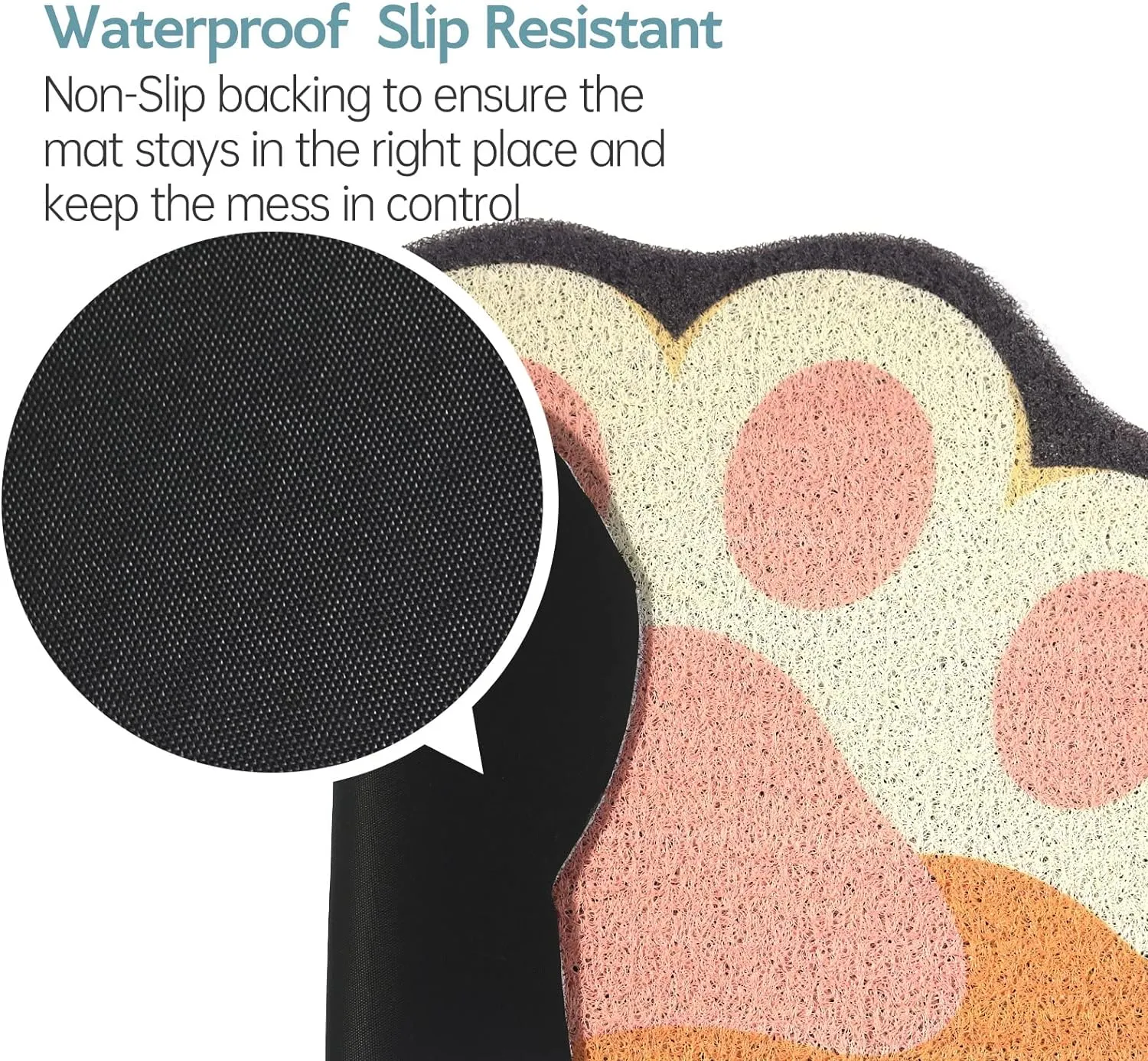Cute Cat Litter Trapping Mat 31x19, Traps Mess from Litter Box and Pet Food Bowl, Soft on Kitty Paws, Easy Clean, Anti Slip, Pet Accessories, Door Floor mats - Blackcat