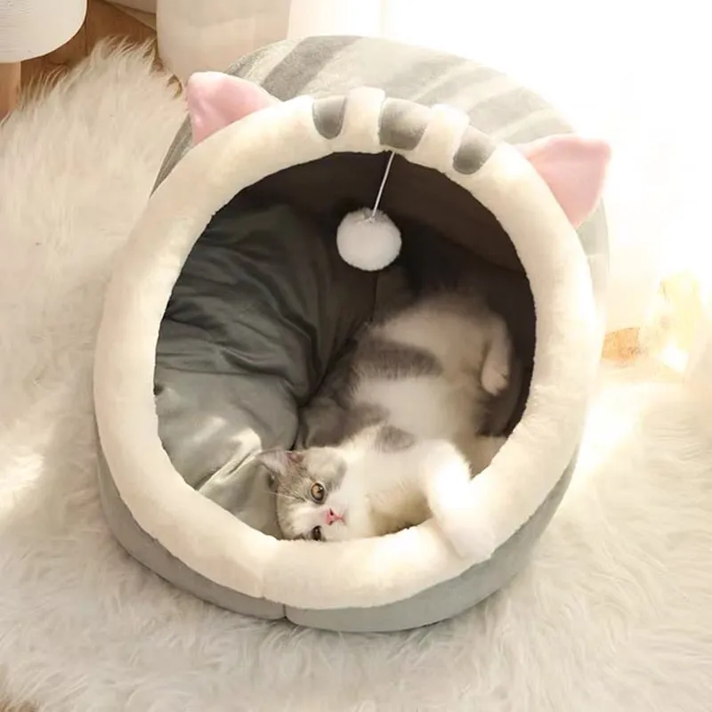 Deep Sleep Cat Bed | Warm Pet Basket | Cozy Cat House | Kitten Lounger Cushion | Cat Nest Tent | Very Soft Small Dog Mat | Bag Cave Cats Bed