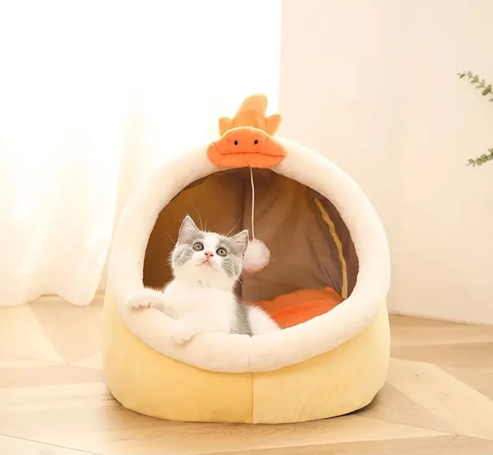 Deep Sleep Cat Bed | Warm Pet Basket | Cozy Cat House | Kitten Lounger Cushion | Cat Nest Tent | Very Soft Small Dog Mat | Bag Cave Cats Bed