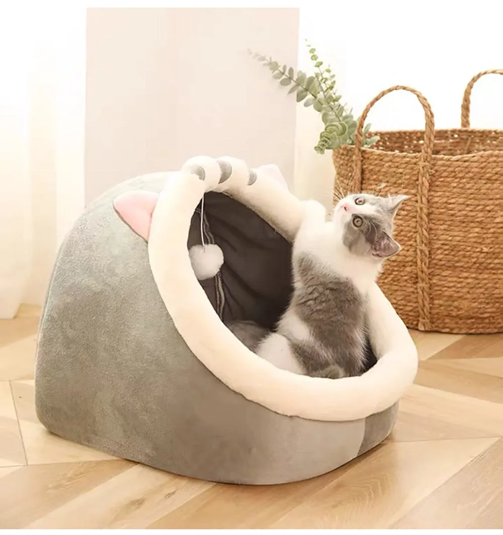 Deep Sleep Cat Bed | Warm Pet Basket | Cozy Cat House | Kitten Lounger Cushion | Cat Nest Tent | Very Soft Small Dog Mat | Bag Cave Cats Bed