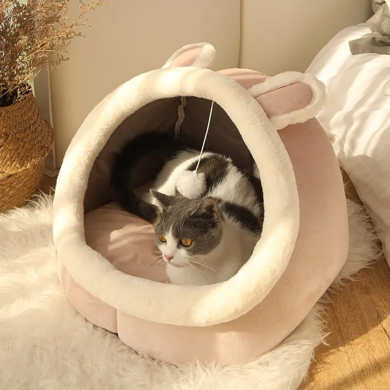 Deep Sleep Cat Bed | Warm Pet Basket | Cozy Cat House | Kitten Lounger Cushion | Cat Nest Tent | Very Soft Small Dog Mat | Bag Cave Cats Bed