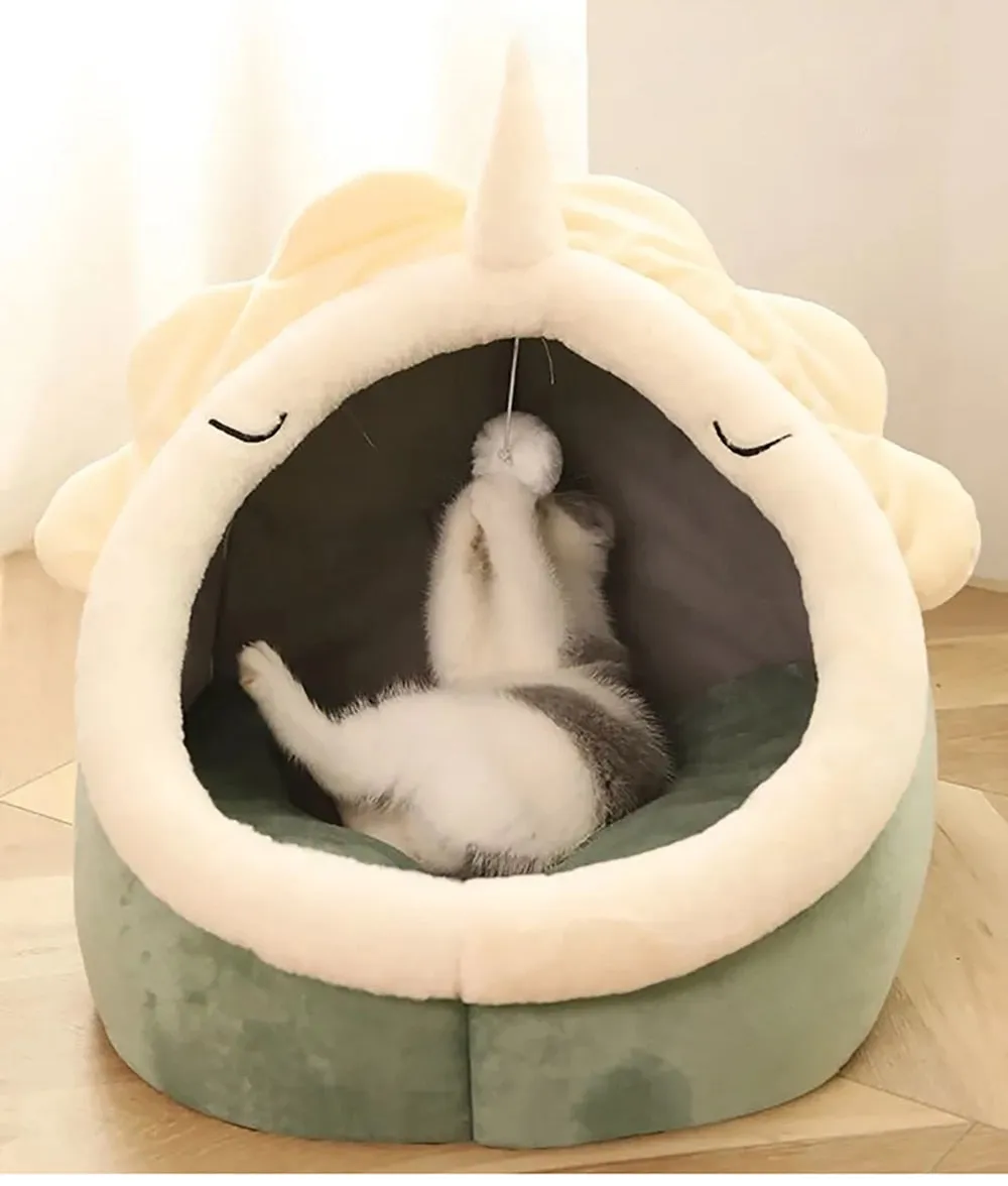 Deep Sleep Cat Bed | Warm Pet Basket | Cozy Cat House | Kitten Lounger Cushion | Cat Nest Tent | Very Soft Small Dog Mat | Bag Cave Cats Bed