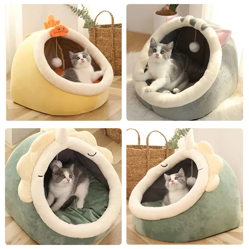 Deep Sleep Cat Bed | Warm Pet Basket | Cozy Cat House | Kitten Lounger Cushion | Cat Nest Tent | Very Soft Small Dog Mat | Bag Cave Cats Bed