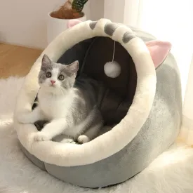 Deep Sleep Cat Bed | Warm Pet Basket | Cozy Cat House | Kitten Lounger Cushion | Cat Nest Tent | Very Soft Small Dog Mat | Bag Cave Cats Bed