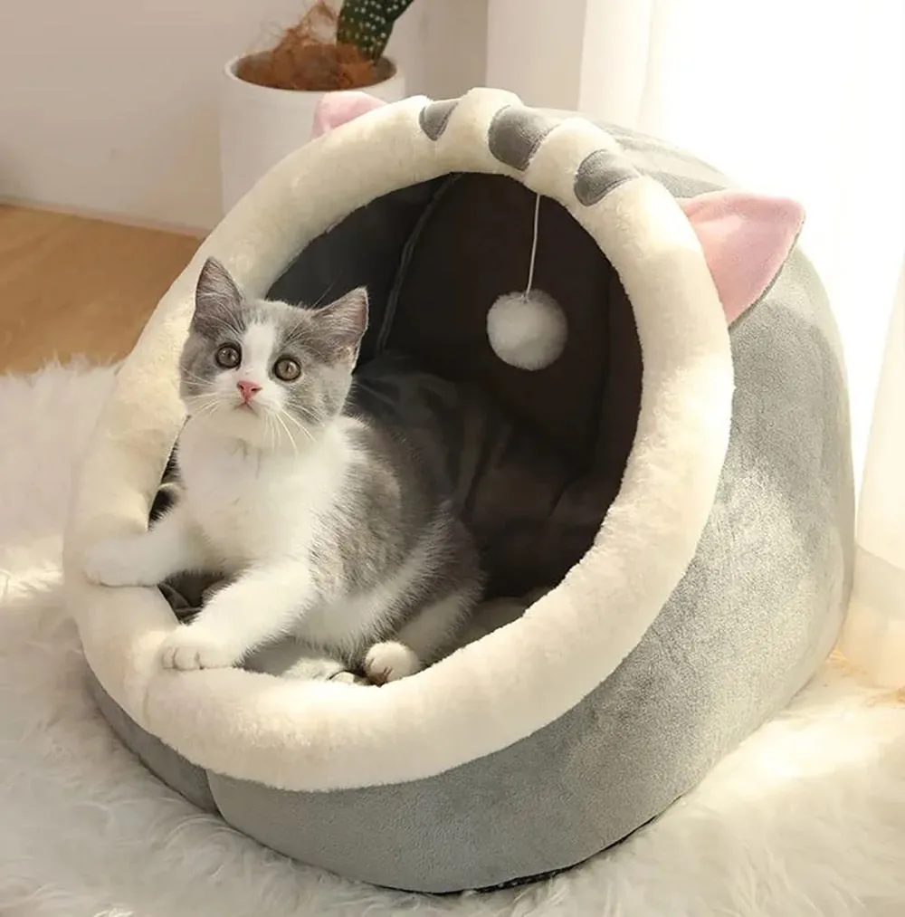 Deep Sleep Cat Bed | Warm Pet Basket | Cozy Cat House | Kitten Lounger Cushion | Cat Nest Tent | Very Soft Small Dog Mat | Bag Cave Cats Bed