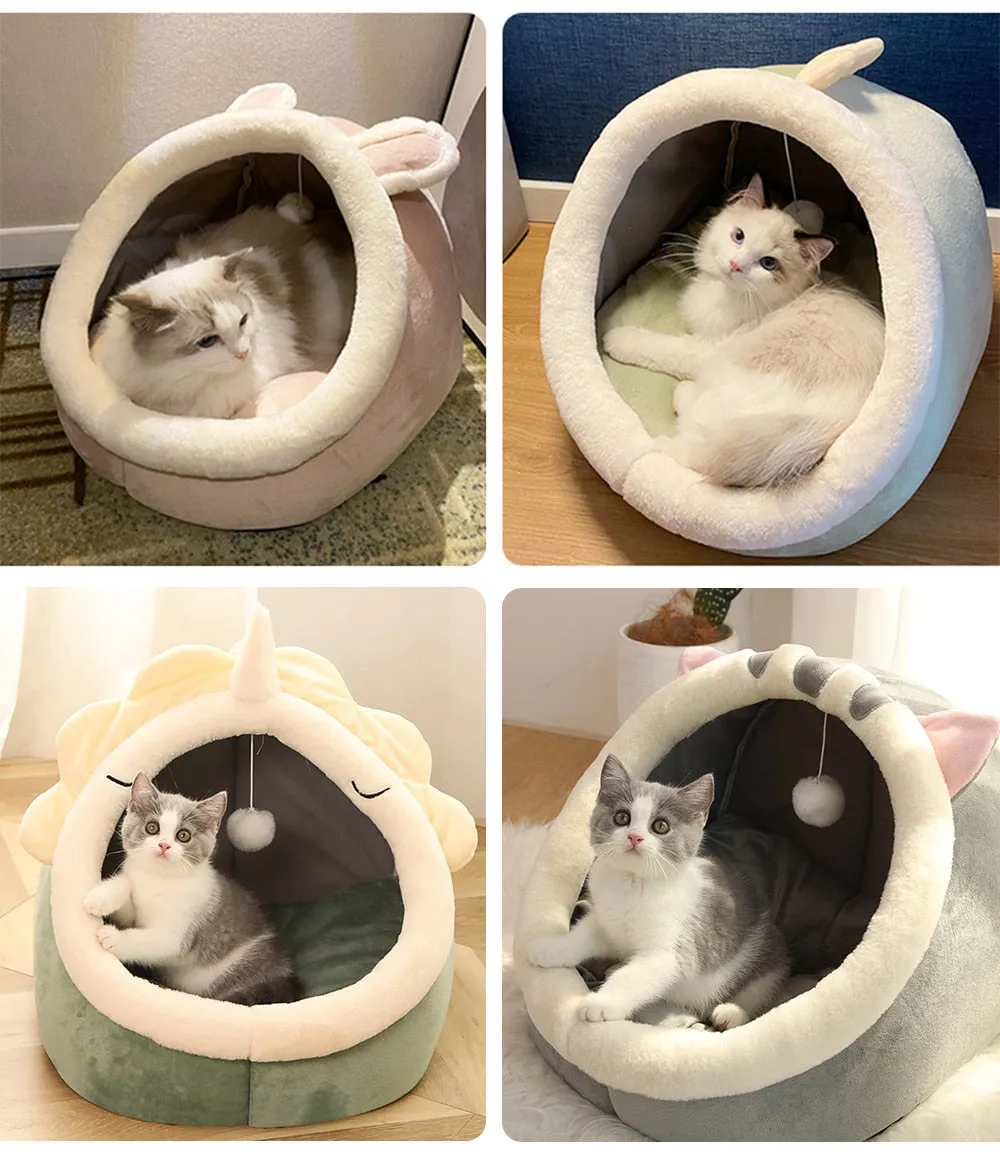 Deep Sleep Cat Bed | Warm Pet Basket | Cozy Cat House | Kitten Lounger Cushion | Cat Nest Tent | Very Soft Small Dog Mat | Bag Cave Cats Bed