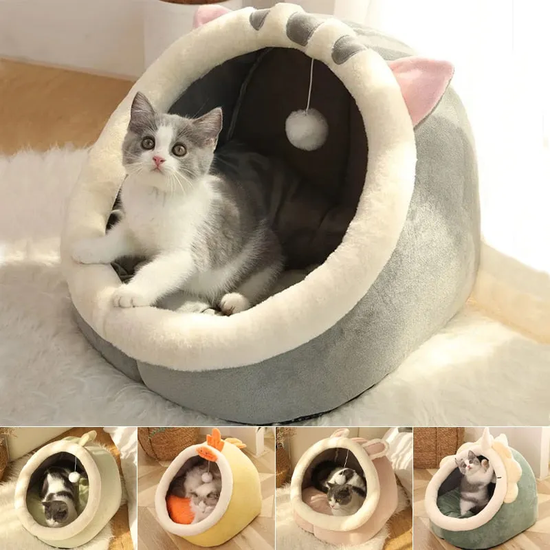 Deep Sleep Cat Bed | Warm Pet Basket | Cozy Cat House | Kitten Lounger Cushion | Cat Nest Tent | Very Soft Small Dog Mat | Bag Cave Cats Bed