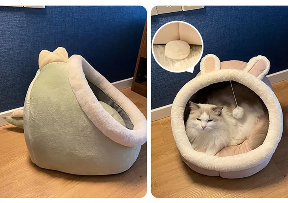 Deep Sleep Cat Bed | Warm Pet Basket | Cozy Cat House | Kitten Lounger Cushion | Cat Nest Tent | Very Soft Small Dog Mat | Bag Cave Cats Bed
