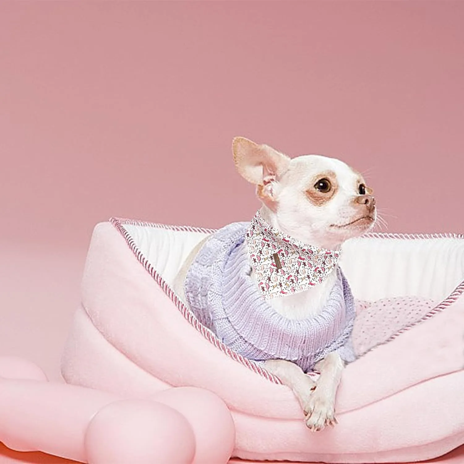 Dog Bandana-1PC Pink Dinosaur Print Bandanas Spring Summer Puppy Bandanas Cute Bibs Scarf Square Soft Dog Kerchief Pet Bandanas for Small Medium Large Dogs
