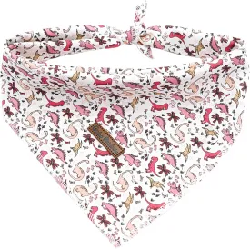 Dog Bandana-1PC Pink Dinosaur Print Bandanas Spring Summer Puppy Bandanas Cute Bibs Scarf Square Soft Dog Kerchief Pet Bandanas for Small Medium Large Dogs