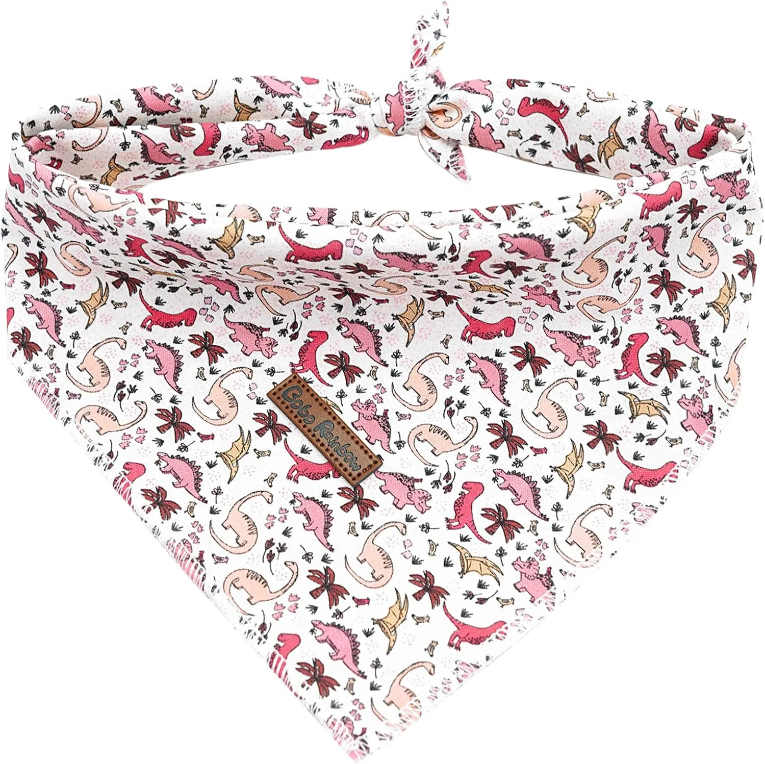 Dog Bandana-1PC Pink Dinosaur Print Bandanas Spring Summer Puppy Bandanas Cute Bibs Scarf Square Soft Dog Kerchief Pet Bandanas for Small Medium Large Dogs