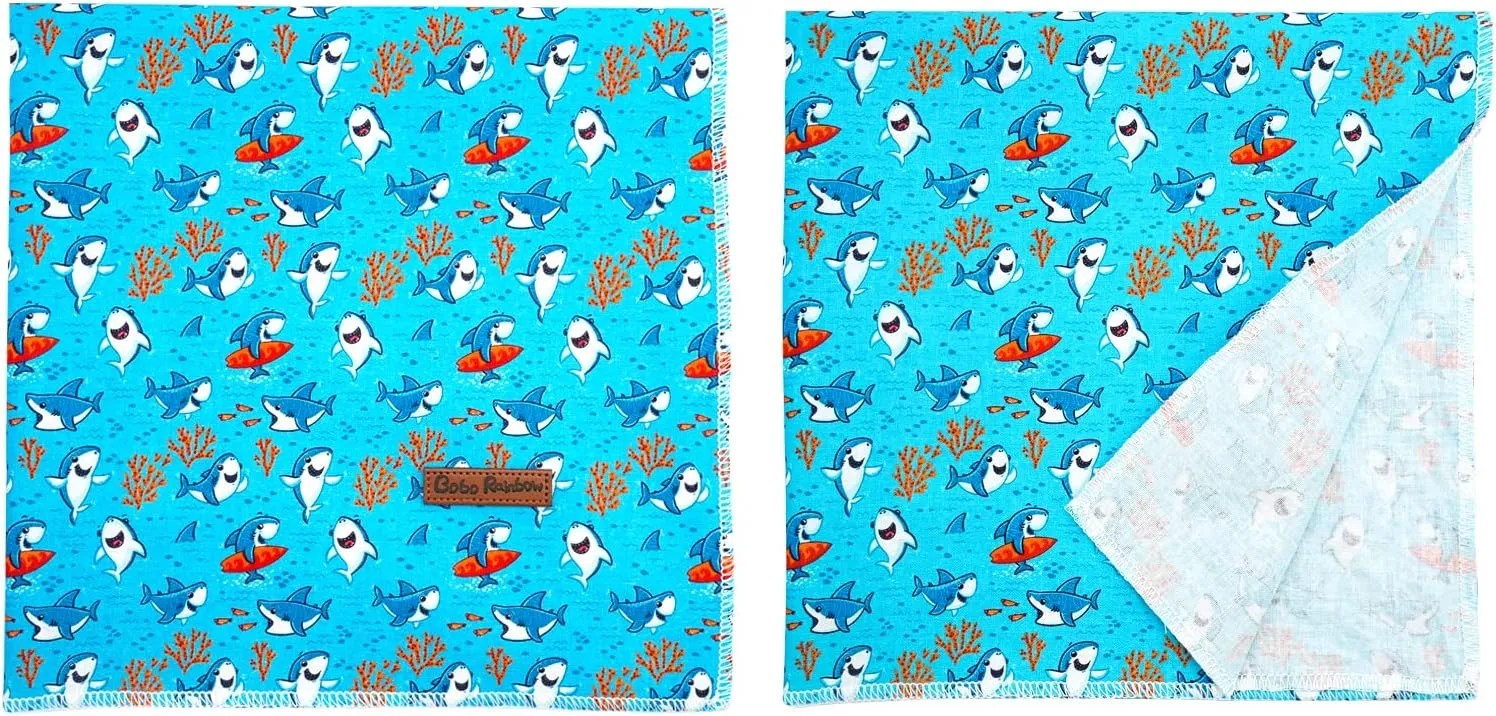 Dog Bandana, Shark Print Boy Bandana Pet Kerchief 1PC Washable Cotton Square Dog Scarfs for Small Medium Large Dogs
