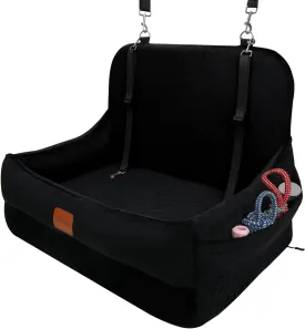 Dog Car Seat for Medium/Large Dogs Under 50 lbs,Contains 4 Inches of Memory Foam Pet Booster Seat with 2 Safety Leashes,Detachable & Washable Car BedMulti-Functional Pet Travel Bed with Pockets