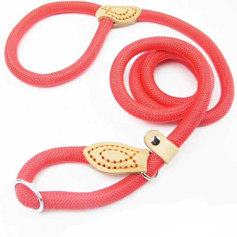 Dog Leash Slip Rope Lead Leash Heavy Duty Braided Rope Adjustable Loop