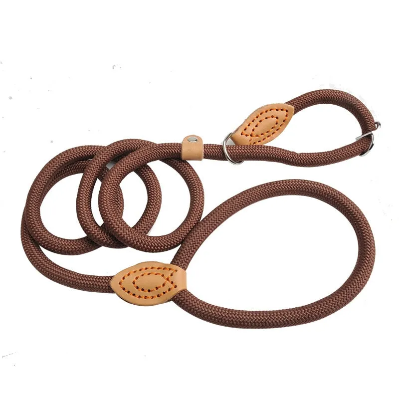 Dog Leash Slip Rope Lead Leash Heavy Duty Braided Rope Adjustable Loop