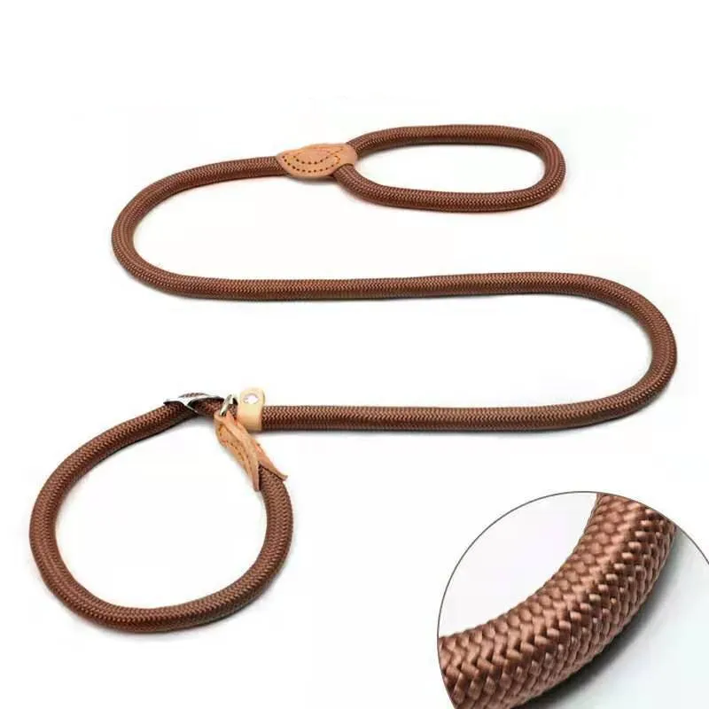 Dog Leash Slip Rope Lead Leash Heavy Duty Braided Rope Adjustable Loop