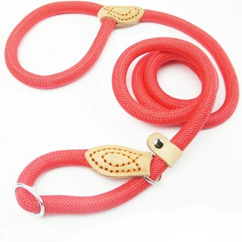 Dog Leash Slip Rope Lead Leash Heavy Duty Braided Rope Adjustable Loop