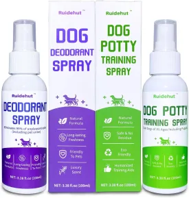 Dog Potty Training Spray & Dog Deodorant Spray, Assisted Puppy Potty TrainingEliminate Dog Urine Odor, (3.38 Fl Oz Spray Set)