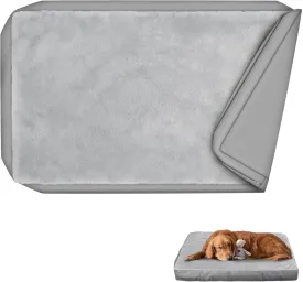 Explore Land Waterproof Dog Bed Cover Machine Washable Fluffy Dog Bed Replacement Cover for 30 Inch Crate, 30Lx20Wx3.5H inch, Gray
