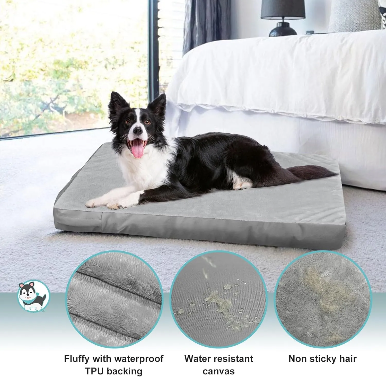 Explore Land Waterproof Dog Bed Cover Machine Washable Fluffy Dog Bed Replacement Cover for 30 Inch Crate, 30Lx20Wx3.5H inch, Gray