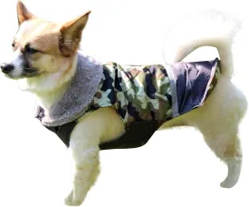 Fleece Collar Reversible Dog Coats for Small Dogs Waterproof Warm Puppy Jacket for Cold Winter,Green Camo S