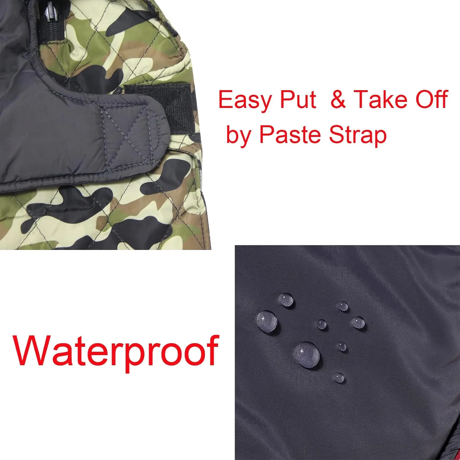 Fleece Collar Reversible Dog Coats for Small Dogs Waterproof Warm Puppy Jacket for Cold Winter,Green Camo S
