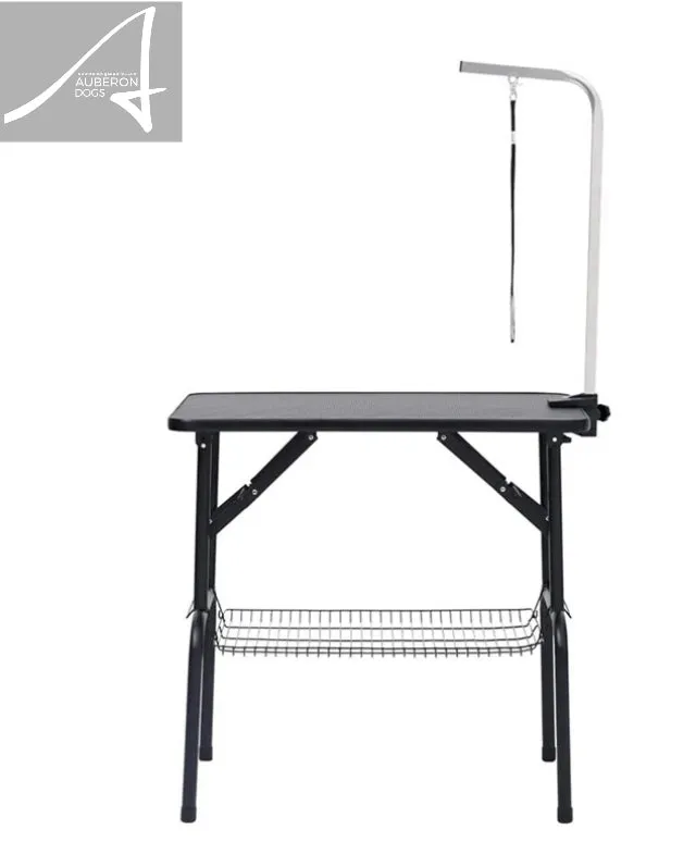 Folding Portable Dog Grooming Table with Basket 2 Sizes Steel lightweight Black