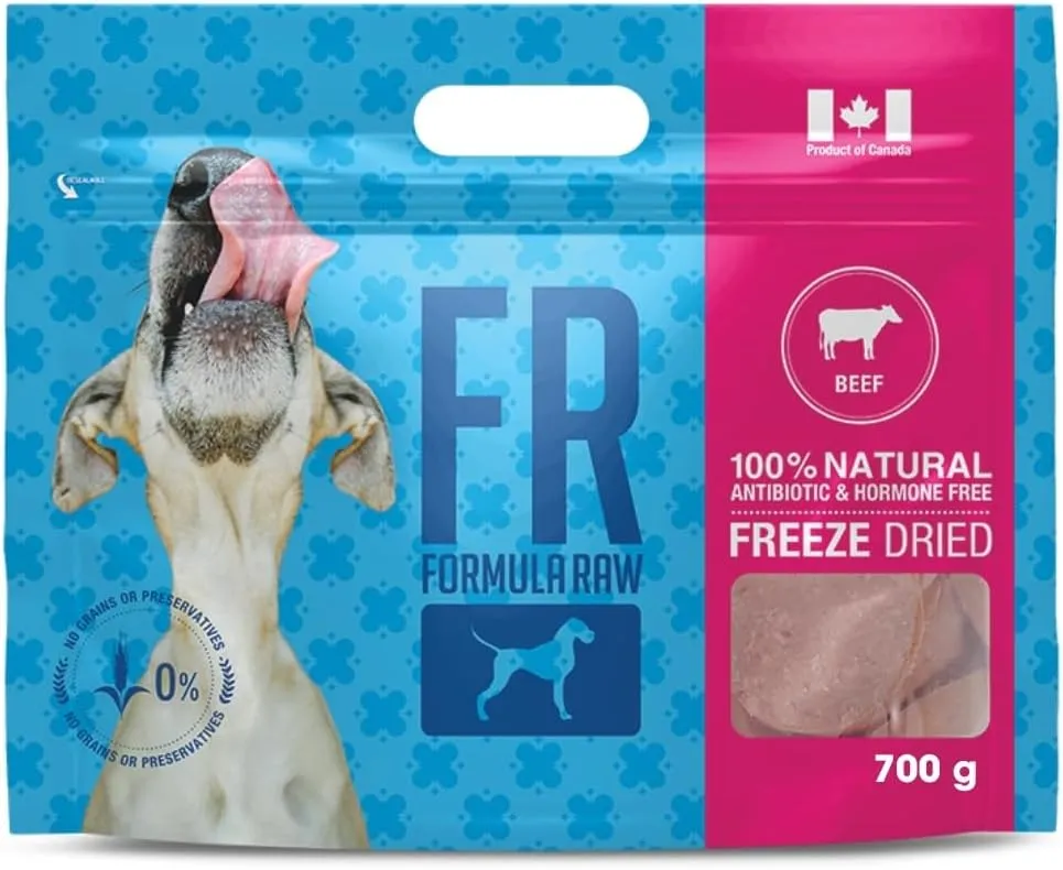 Freeze-Dried Raw Dog Food  Beef  High Protein, Grain-Free, No Fillers or Additives, Complete Meal or Mixer, Supports Healthy Digestion, Joints, and Coat  1.55 lb