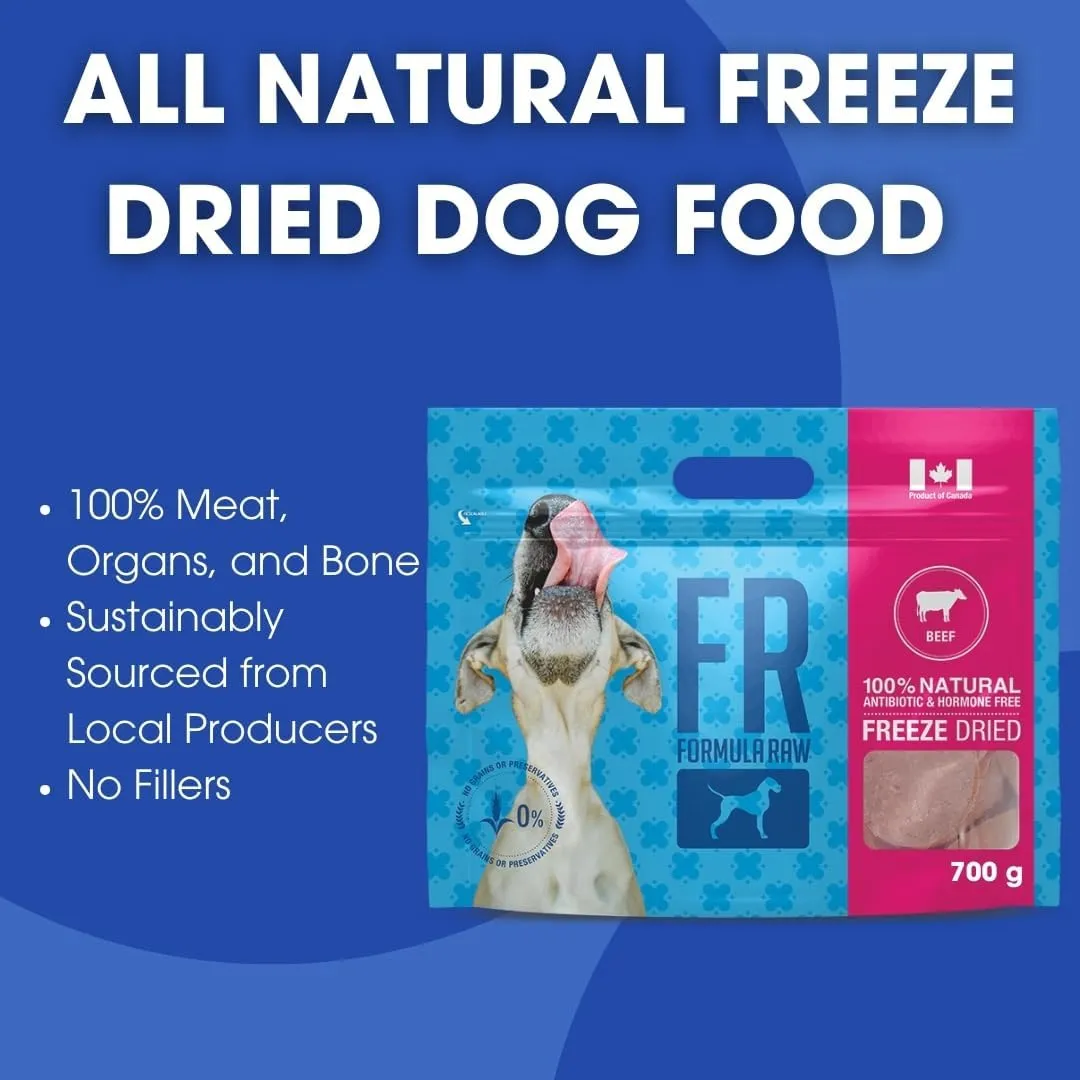 Freeze-Dried Raw Dog Food  Beef  High Protein, Grain-Free, No Fillers or Additives, Complete Meal or Mixer, Supports Healthy Digestion, Joints, and Coat  1.55 lb