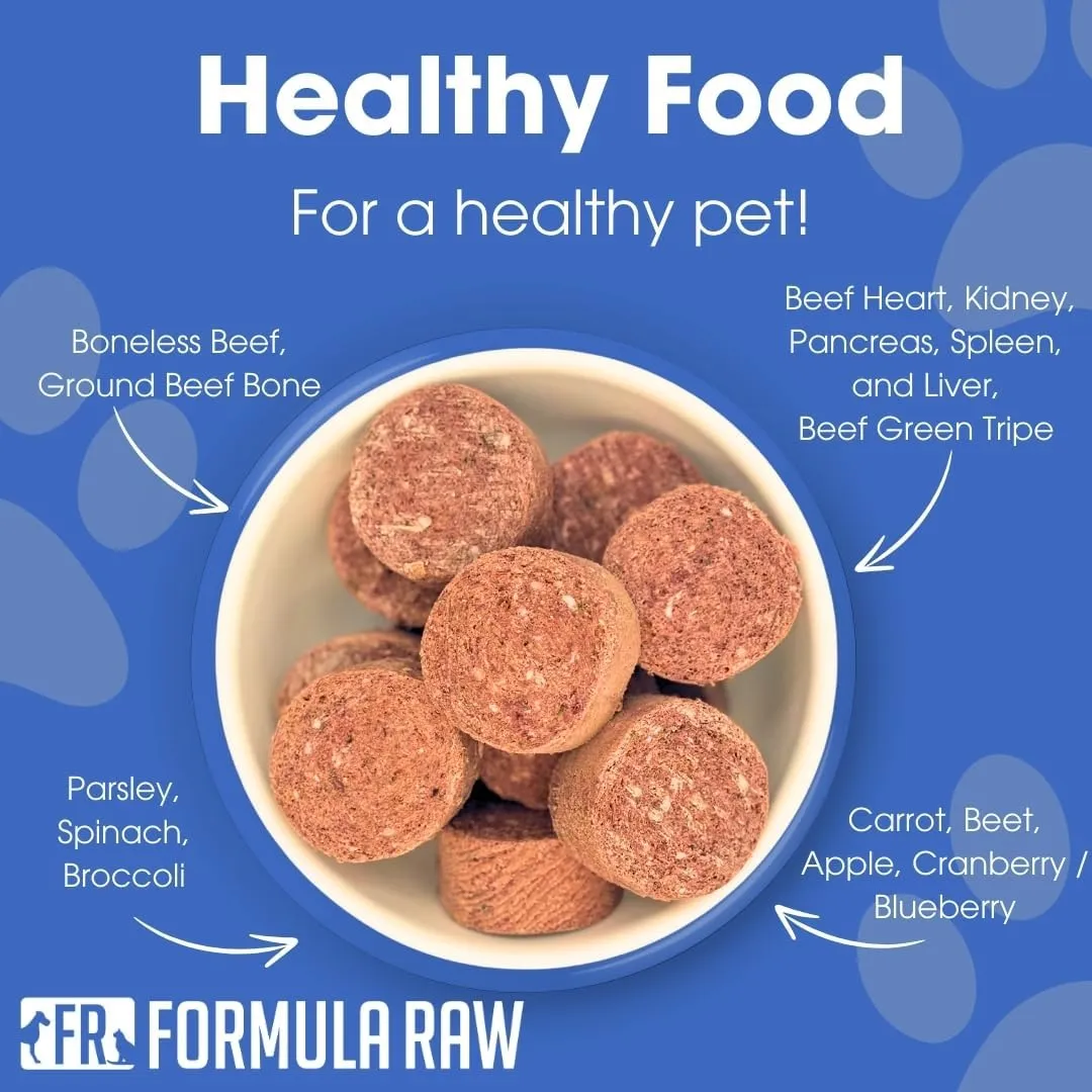 Freeze-Dried Raw Dog Food  Beef  High Protein, Grain-Free, No Fillers or Additives, Complete Meal or Mixer, Supports Healthy Digestion, Joints, and Coat  1.55 lb