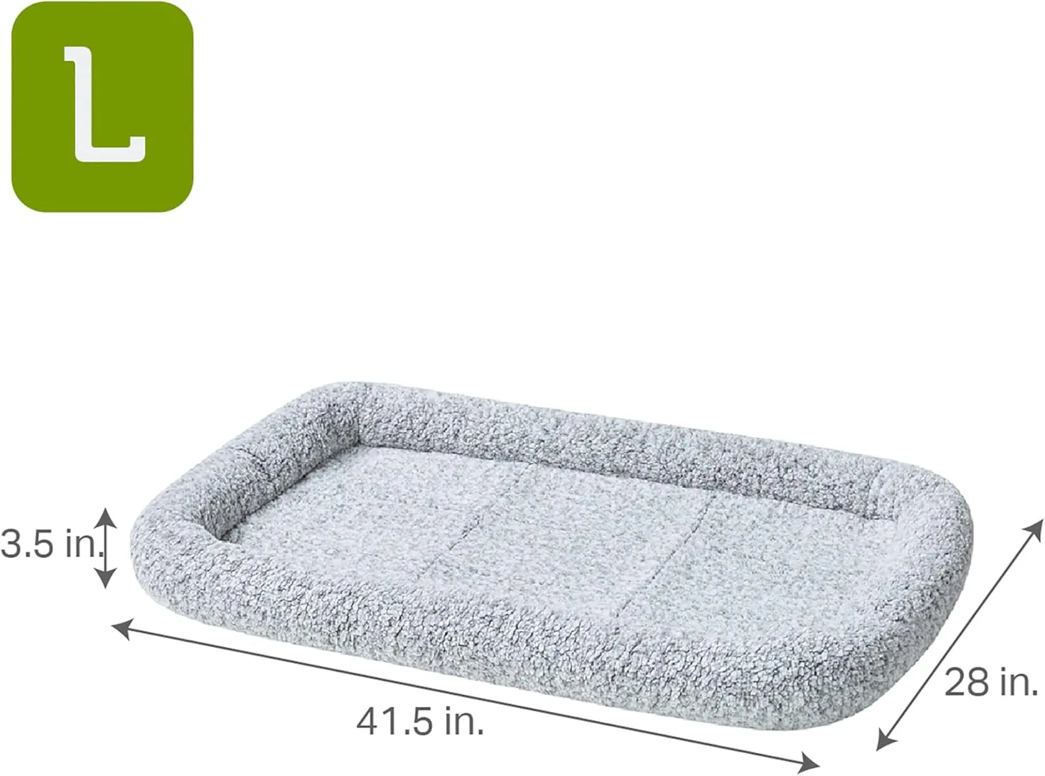 Friends Forever Bolster Dog Crate Mat 42 Inch, Washable Dog Crate Bed, Sherpa Fleece, Nova Grey
