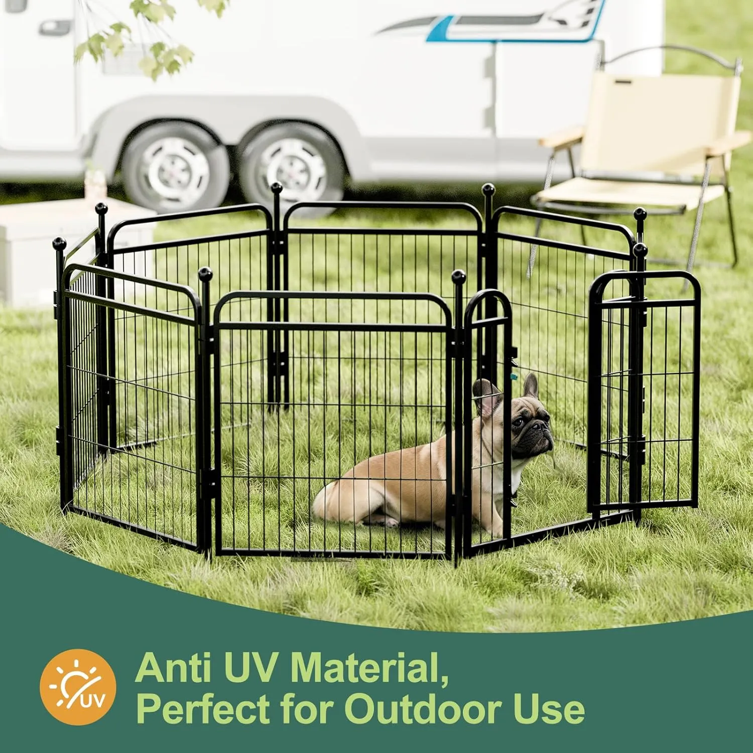 Gardner Pet Dog Playpens, 24" H 8 Panels Dog Pen Outdoor/Indoor Dog Fence Exercise Pen for Small/Medium Dogs, Foldable Pet Play Yard Gate with Gravity Automatic Lock, Pet Playpen, Black