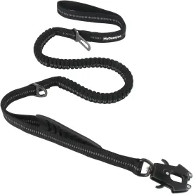 Heavy Duty Tactical Dog Leash 4-6 Foot Reflective Bungee with Frog Clip, Two Padded Traffic Handles for Large Dogs, Car Seatbelt