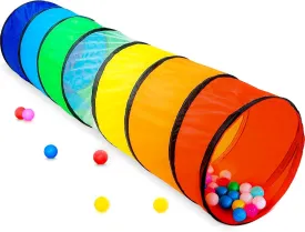 Kids Play Tunnel Tent for Toddlers, Colorful Pop Up Crawl Tunnel Toy for Baby or Pet, Collapsible Gift for Boy and Girl Play Tunnel Indoor and Outdoor Game Rainbow