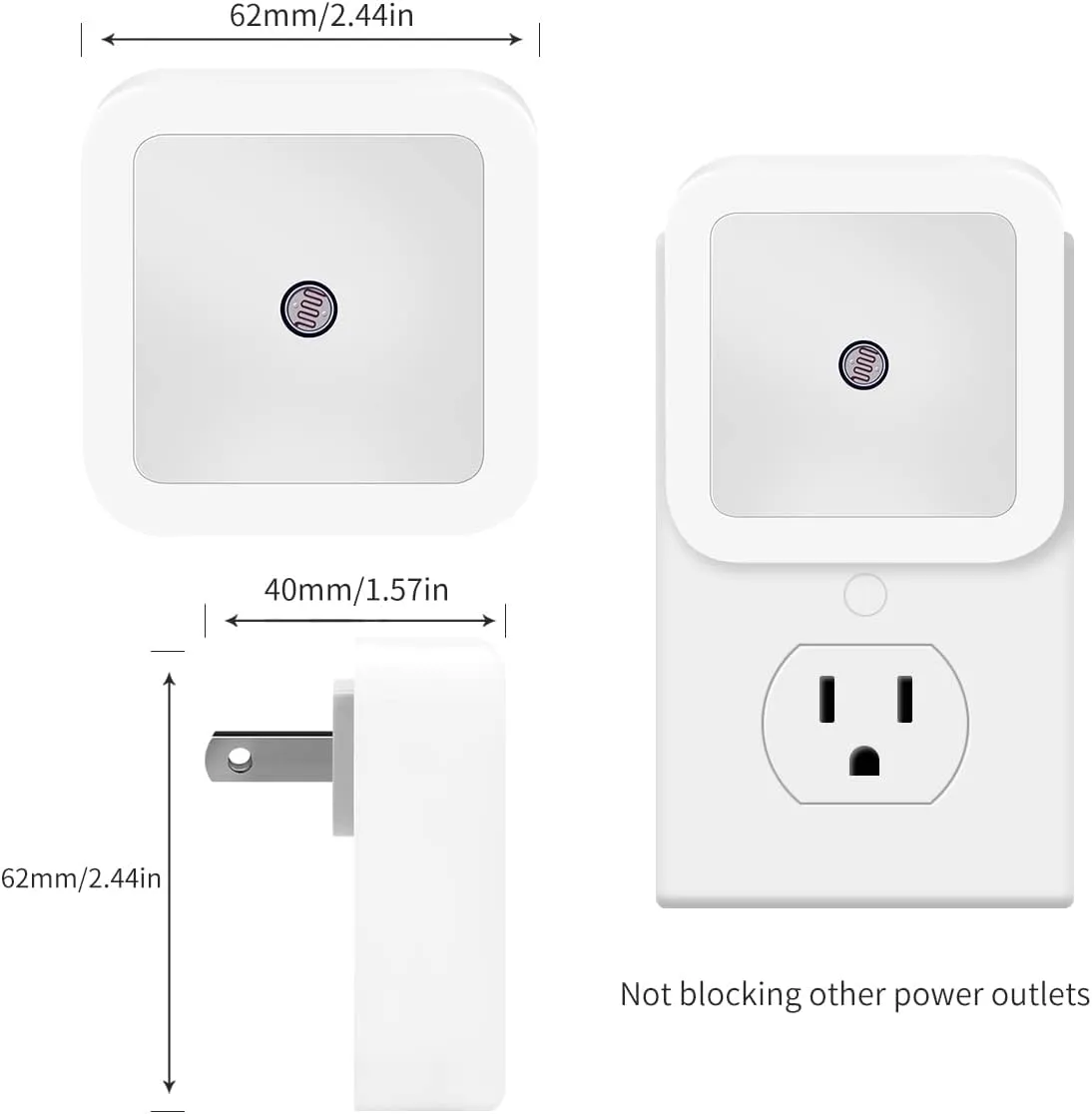 KINUR LED Night Lights Plug into Wall Daylight Color with Dusk to Dawn Night Light Plug in Sensor for Kids Room, Bedroom, Bathroom, Baby Nursery,Stair Lights, Hallway Light 6 Pack