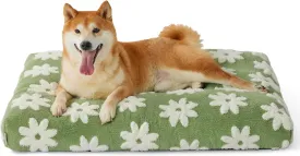 Lesure Dog Beds Large Sized-Thick Shredded Chopped Foam Pet Bed Indoor with Removable Cover, Cute Modern Fuzzy Plush & Anti Slip Bottom, Green
